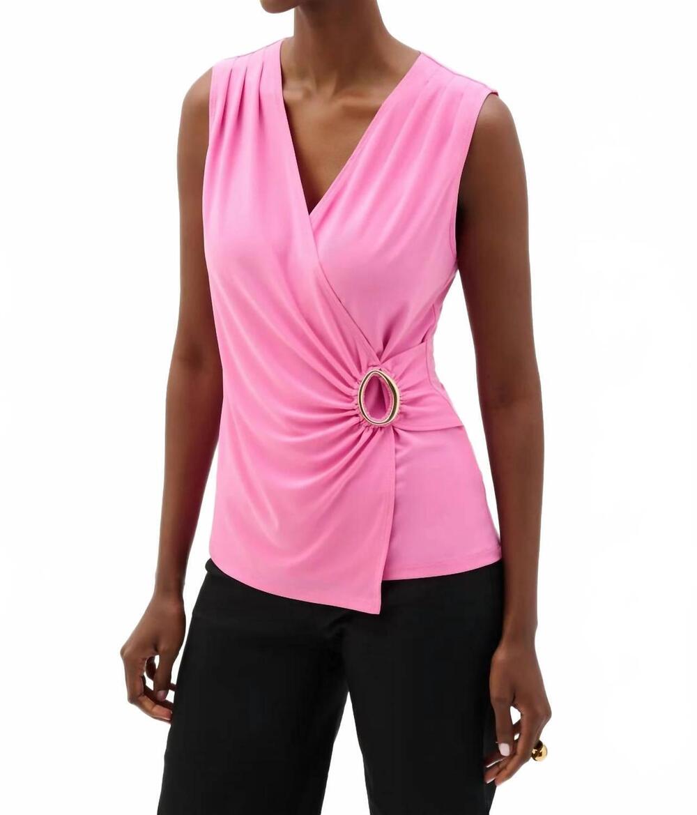 NEW JOSEPH RIBKOFF chic sleeveless v-neck pullover top in pink